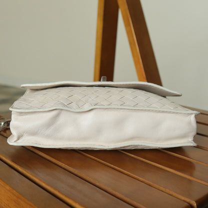 Bottega Veneta Vintage Ivory White Intrecciato Turn lock 2way Mini Shoulder Bag