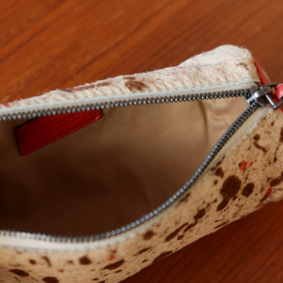 Rare Bottega Veneta Coral Marble Design Vanity Pouch Bag