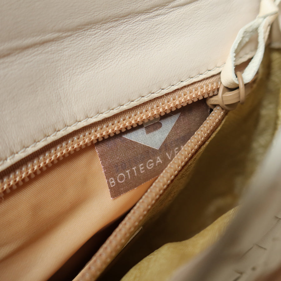 Bottega Veneta Vintage Ivory White Intrecciato Turn lock 2way Mini Shoulder Bag