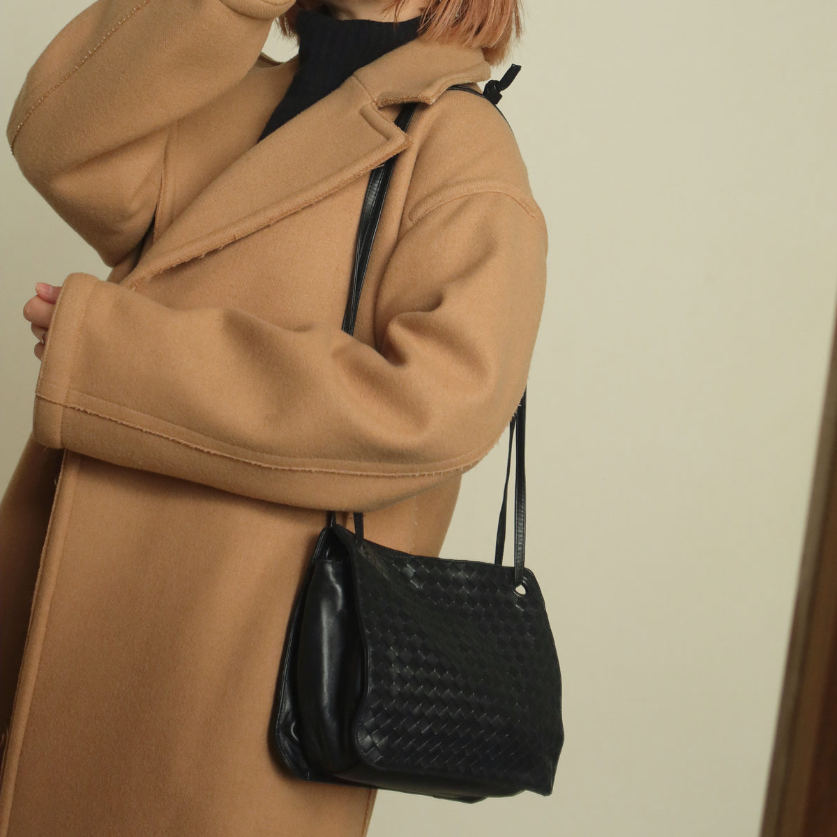 Bottega Veneta Vintage Black Leather Intrecciato Weave 3way Shoulder Bag M