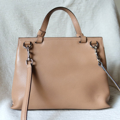 Gucci Vintage Bamboo Turn lock Brown Tan Leather Small Daily Crossbody Bag