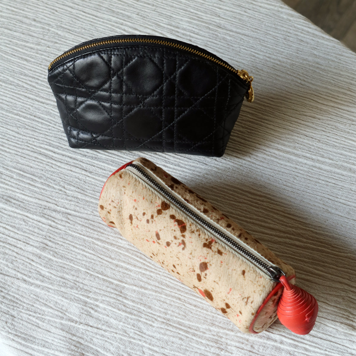 Rare Bottega Veneta Coral Marble Design Vanity Pouch Bag