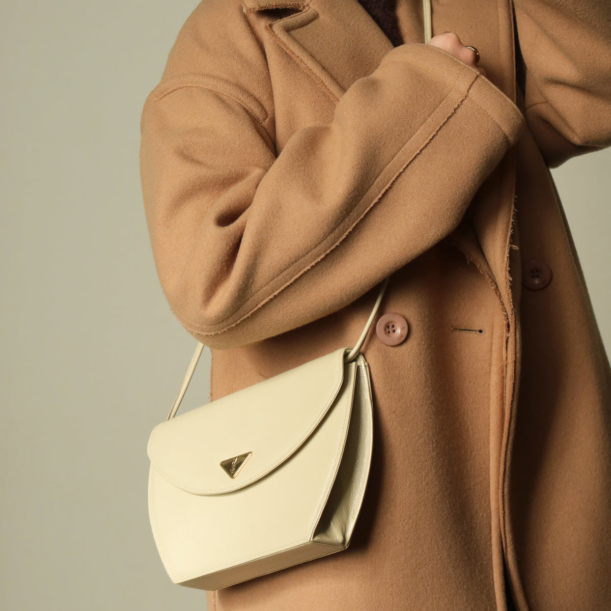 Yves Saint Laurent YSL Vintage Cream Ivory Half Moon Crossbody Flap bag