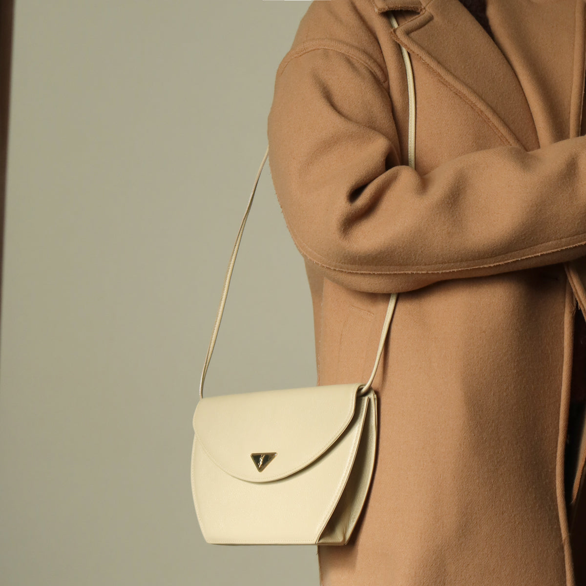 Yves Saint Laurent YSL Vintage Cream Ivory Half Moon Crossbody Flap bag