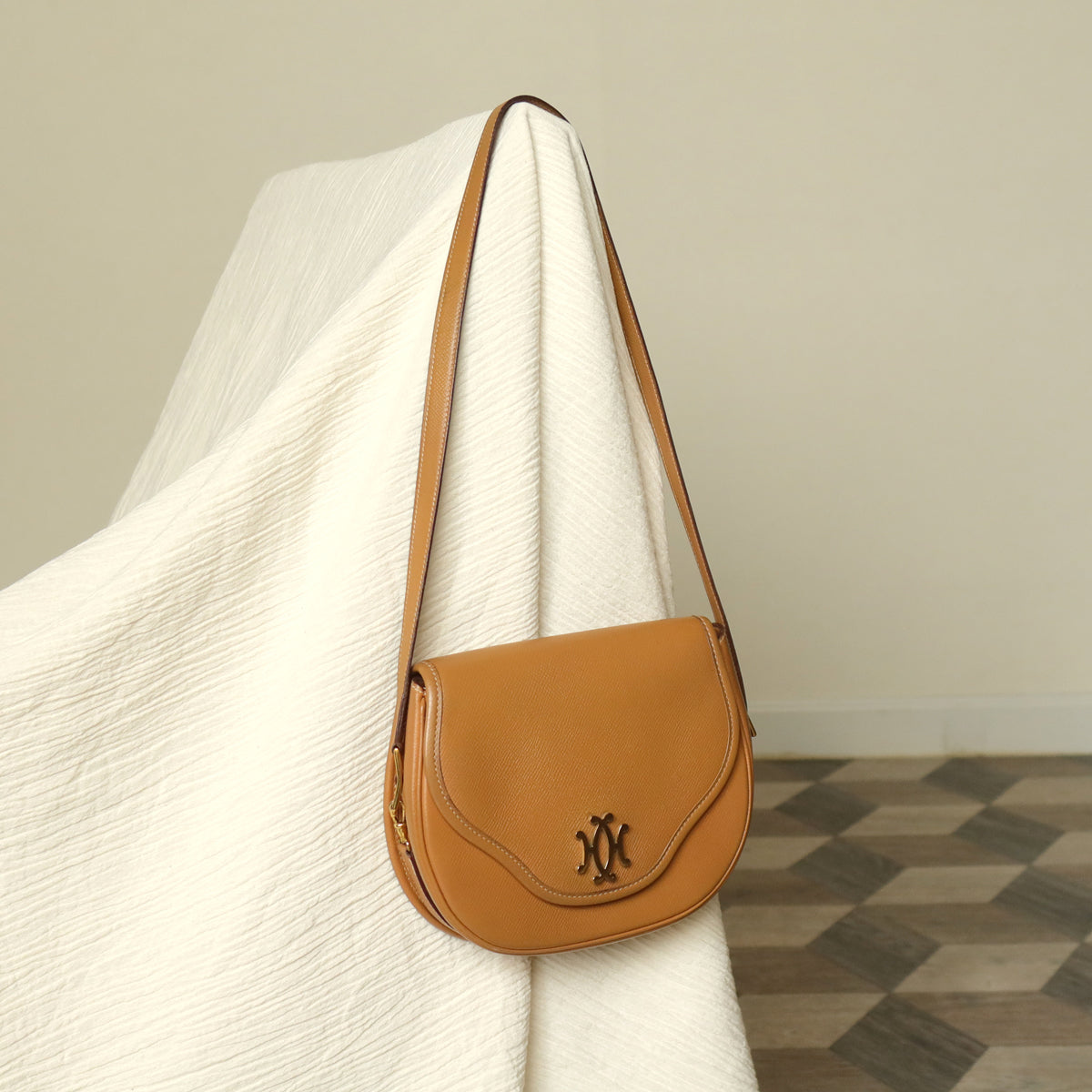 Hermès Vintage '80s Brown Leather Double H 2way Shoulder Flap Bag