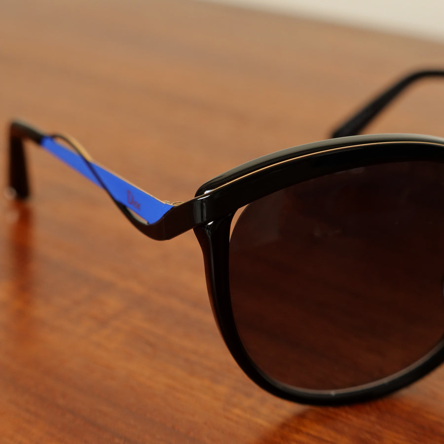 Christian Dior Cat Eye Metal Eyes 1F Sunglasses in Black and Royal Blue