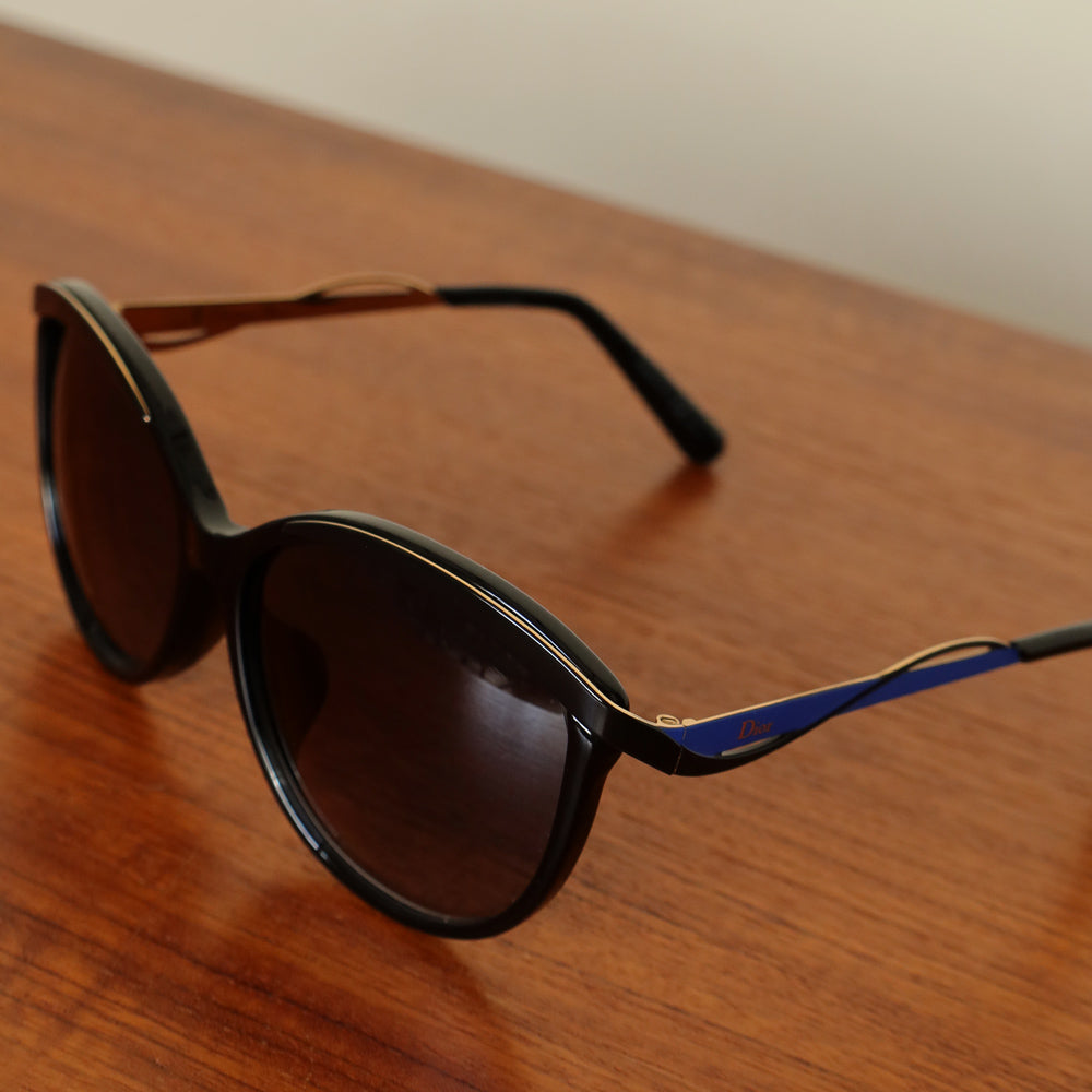 Christian Dior Cat Eye Metal Eyes 1F Sunglasses in Black and Royal Blue