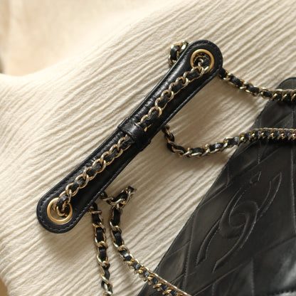 Vintage Chanel Black Lambskin Diamond Quilted CC Classic Full Flap Bag