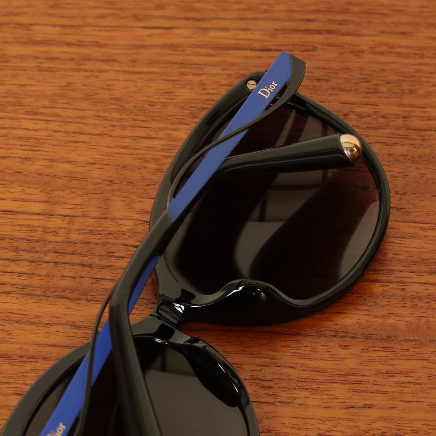 Christian Dior Cat Eye Metal Eyes 1F Sunglasses in Black and Royal Blue