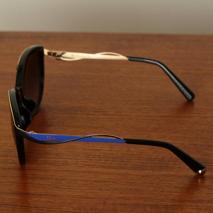 Christian Dior Cat Eye Metal Eyes 1F Sunglasses in Black and Royal Blue