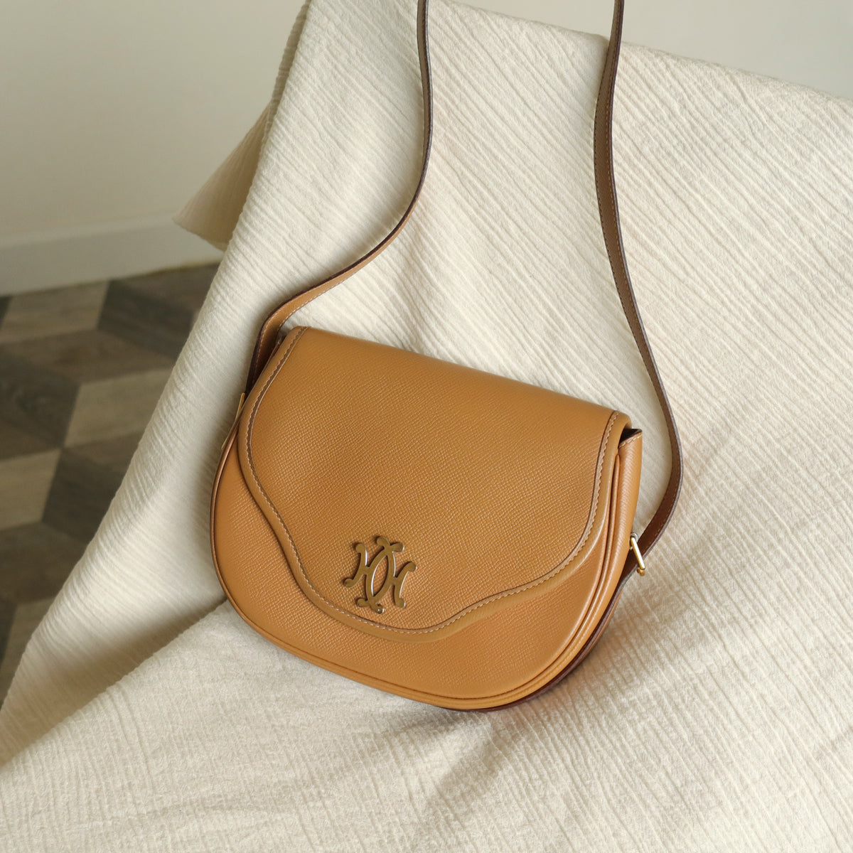Hermès Vintage '80s Brown Leather Double H 2way Shoulder Flap Bag