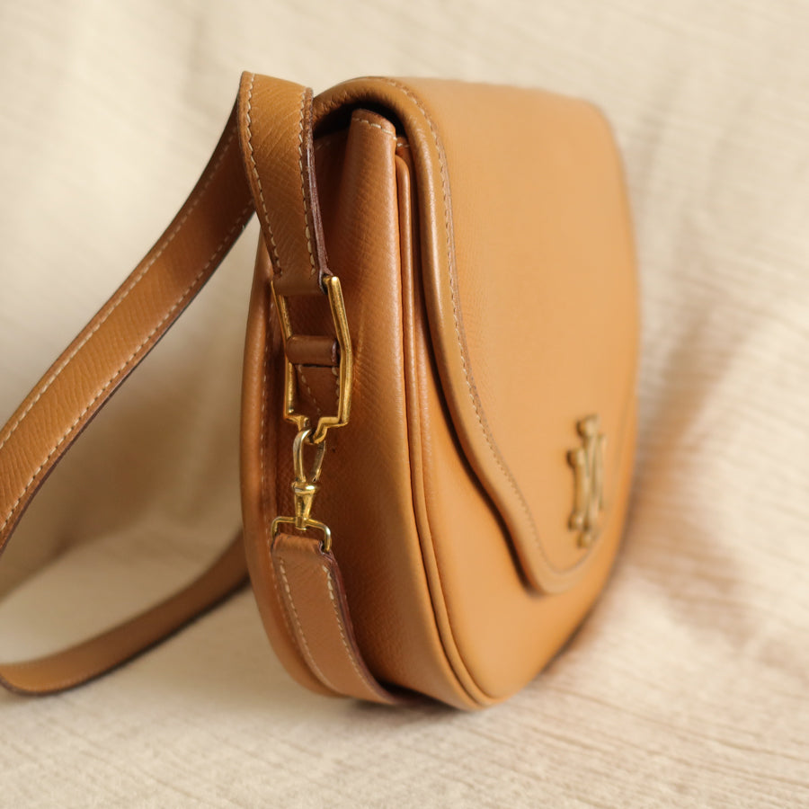 Hermès Vintage '80s Brown Leather Double H 2way Shoulder Flap Bag