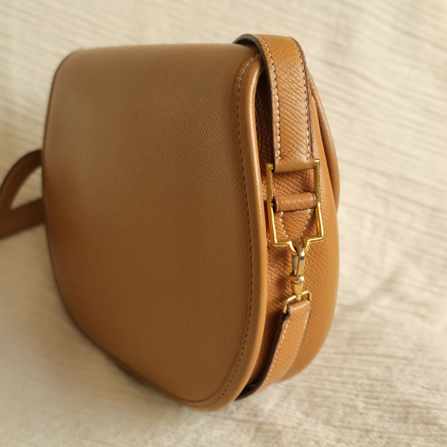 Hermès Vintage '80s Brown Leather Double H 2way Shoulder Flap Bag