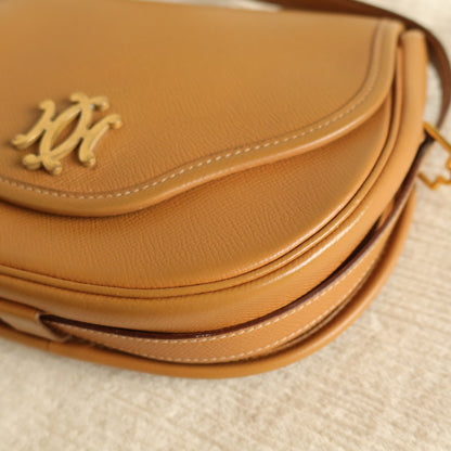Hermès Vintage '80s Brown Leather Double H 2way Shoulder Flap Bag