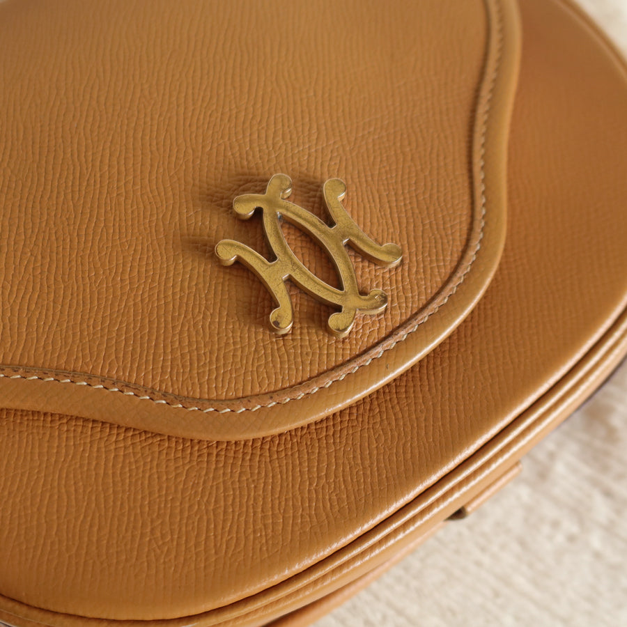 Hermès Vintage '80s Brown Leather Double H 2way Shoulder Flap Bag