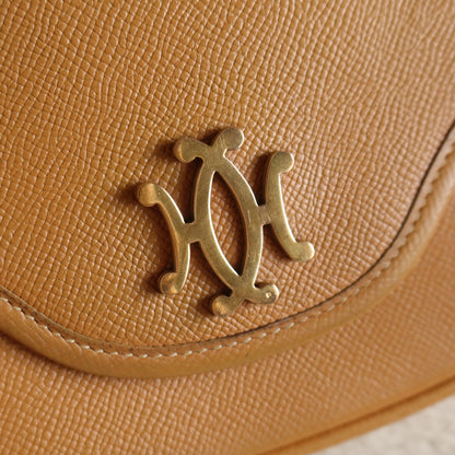 Hermès Vintage '80s Brown Leather Double H 2way Shoulder Flap Bag