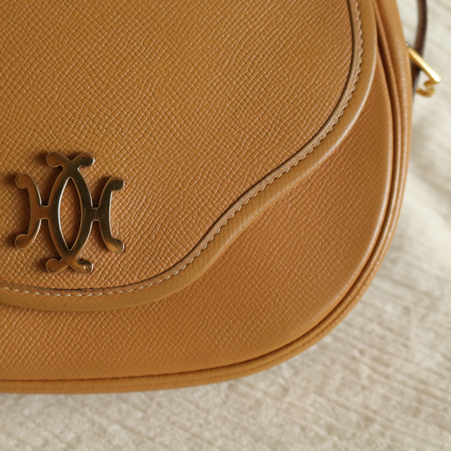 Hermès Vintage '80s Brown Leather Double H 2way Shoulder Flap Bag