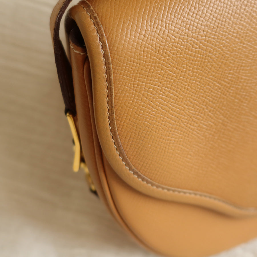 Hermès Vintage '80s Brown Leather Double H 2way Shoulder Flap Bag