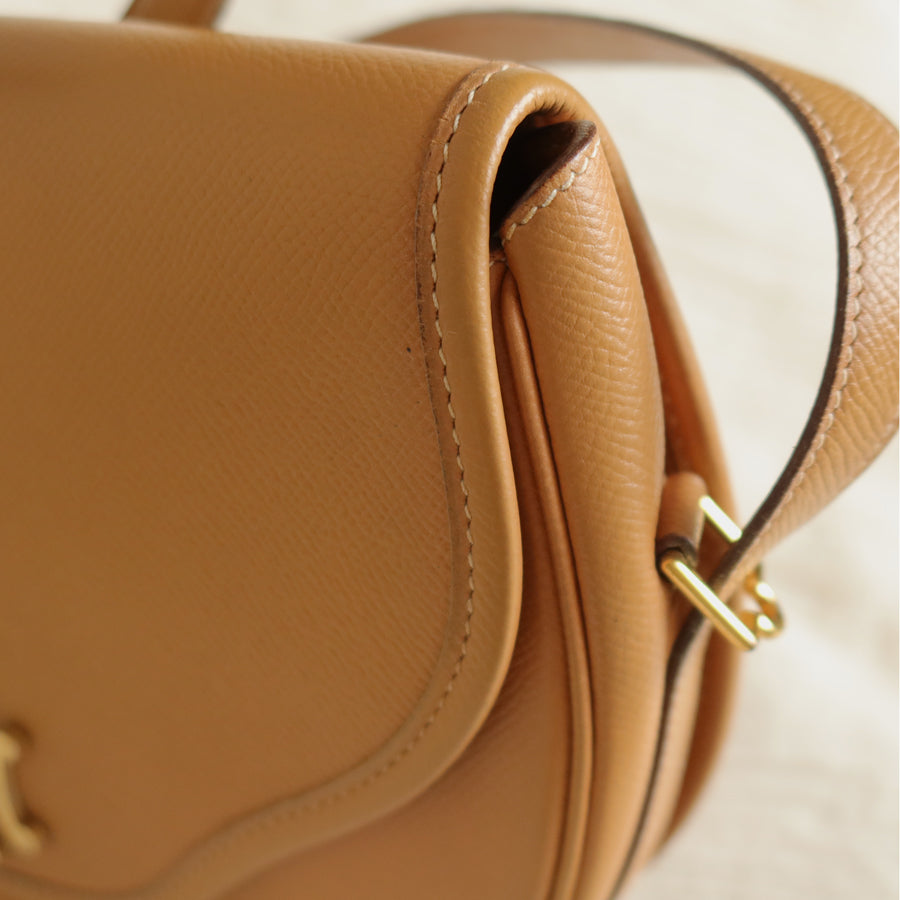 Hermès Vintage '80s Brown Leather Double H 2way Shoulder Flap Bag