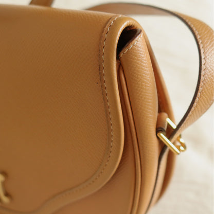 Hermès Vintage '80s Brown Leather Double H 2way Shoulder Flap Bag