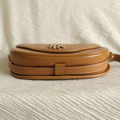 Hermès Vintage '80s Brown Leather Double H 2way Shoulder Flap Bag