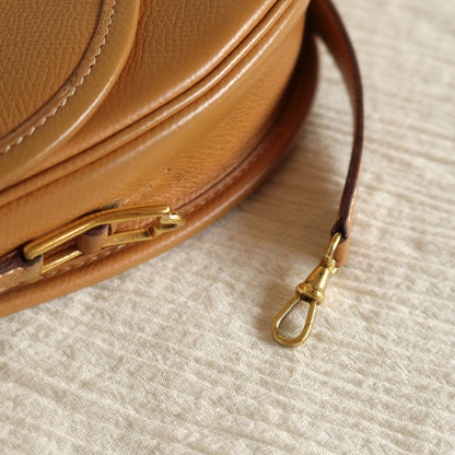 Hermès Vintage '80s Brown Leather Double H 2way Shoulder Flap Bag