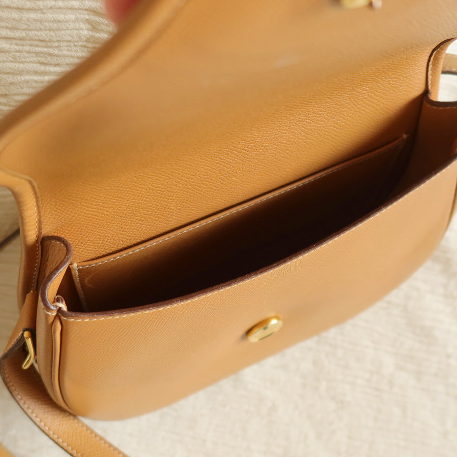 Hermès Vintage '80s Brown Leather Double H 2way Shoulder Flap Bag