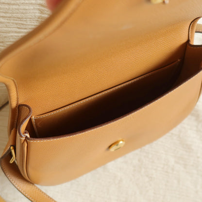 Hermès Vintage '80s Brown Leather Double H 2way Shoulder Flap Bag