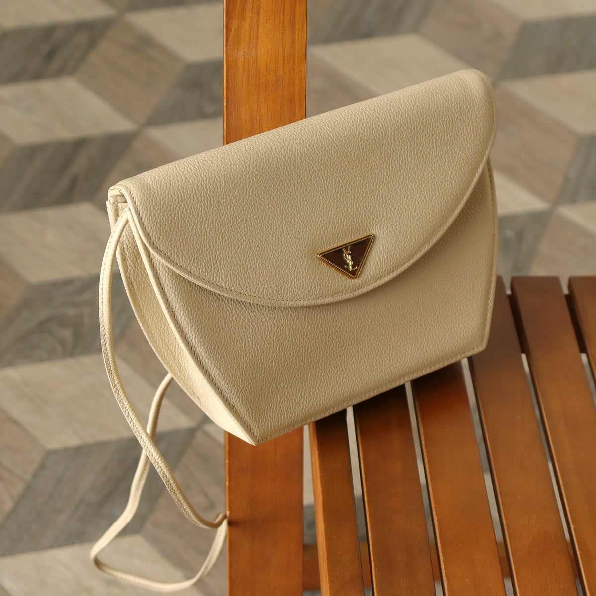 Yves Saint Laurent YSL Vintage Cream Ivory Half Moon Crossbody Flap bag