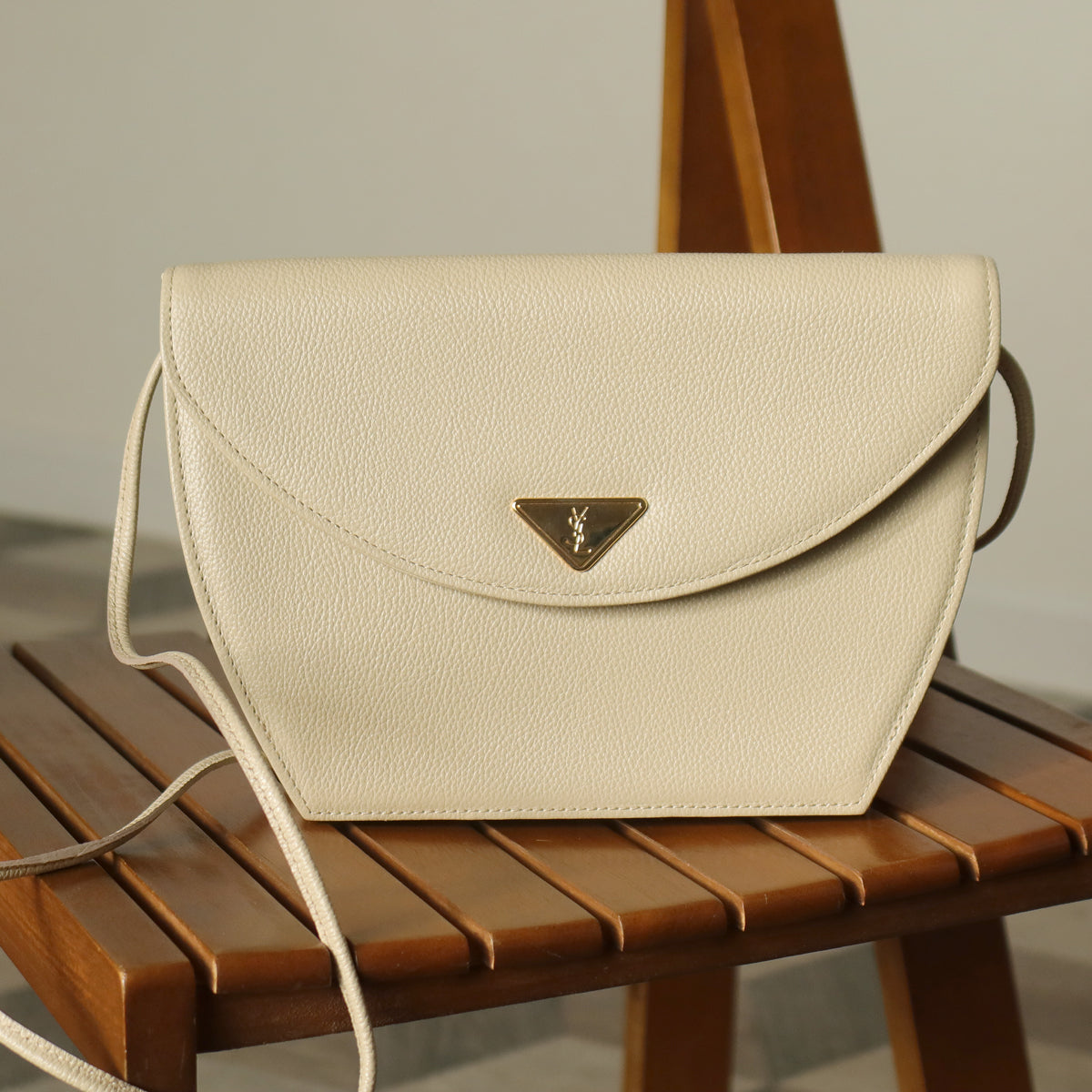 Yves Saint Laurent YSL Vintage Cream Ivory Half Moon Crossbody Flap bag