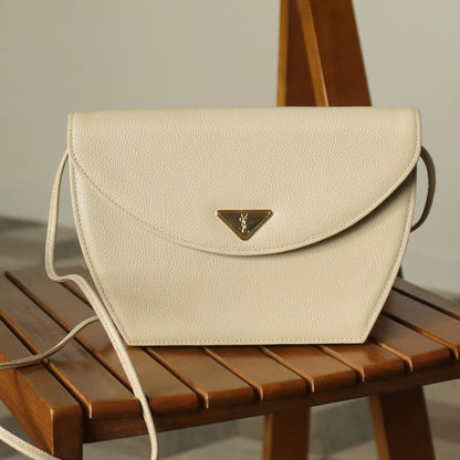Yves Saint Laurent YSL Vintage Cream Ivory Half Moon Crossbody Flap bag
