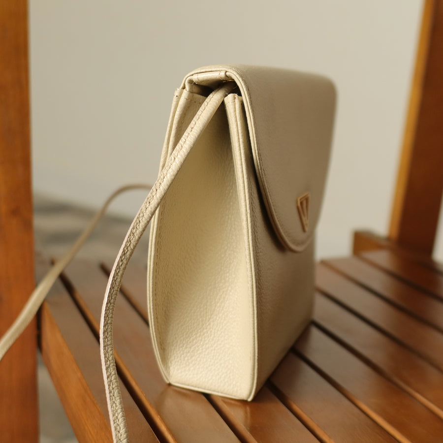 Yves Saint Laurent YSL Vintage Cream Ivory Half Moon Crossbody Flap bag