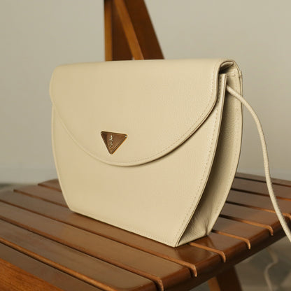 Yves Saint Laurent YSL Vintage Cream Ivory Half Moon Crossbody Flap bag