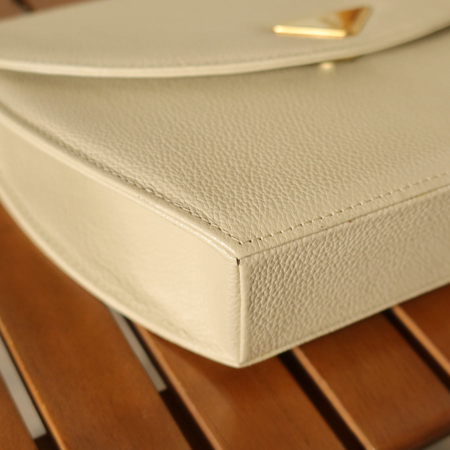 Yves Saint Laurent YSL Vintage Cream Ivory Half Moon Crossbody Flap bag