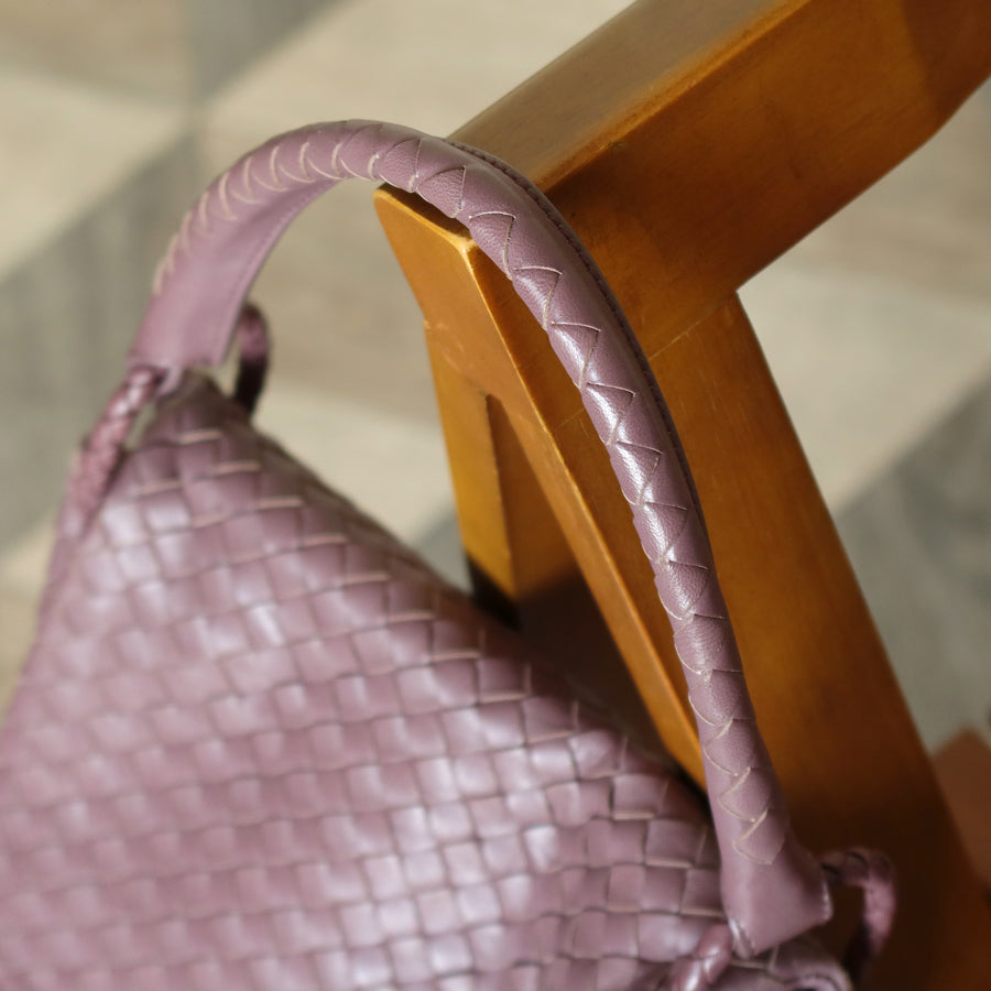 Bottega Veneta Vintage Lilac purple Intrecciato Ring Hobo Shoulder Flap Bag