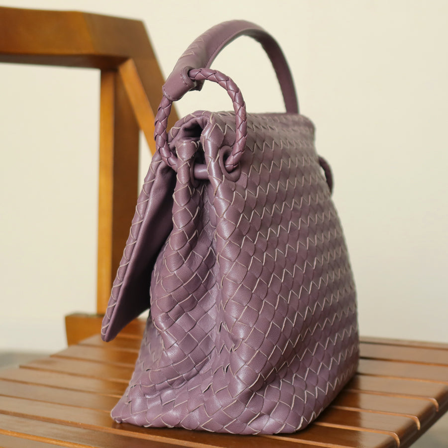 Bottega Veneta Vintage Lilac purple Intrecciato Ring Hobo Shoulder Flap Bag