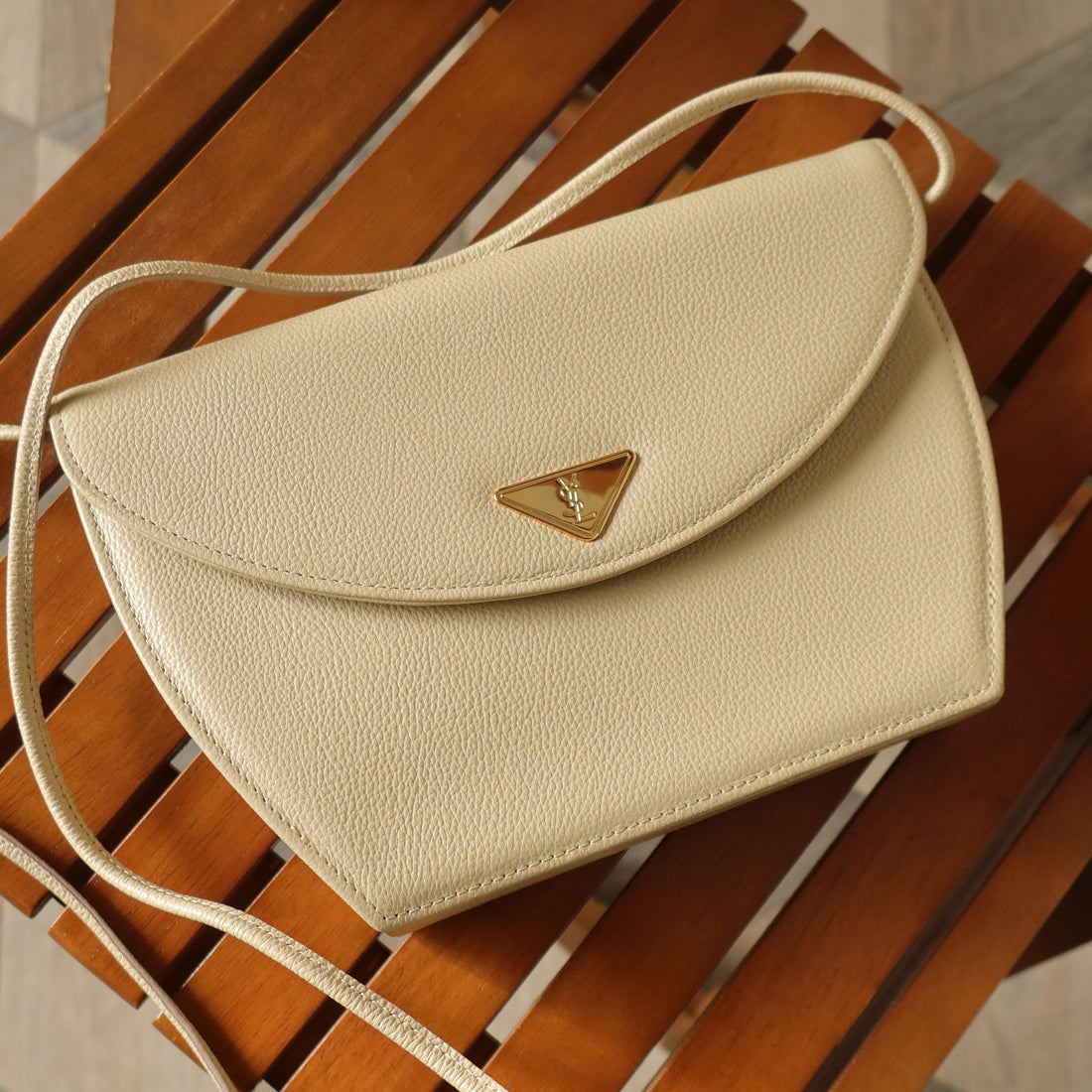 Yves Saint Laurent YSL Vintage Cream Ivory Half Moon Crossbody Flap bag
