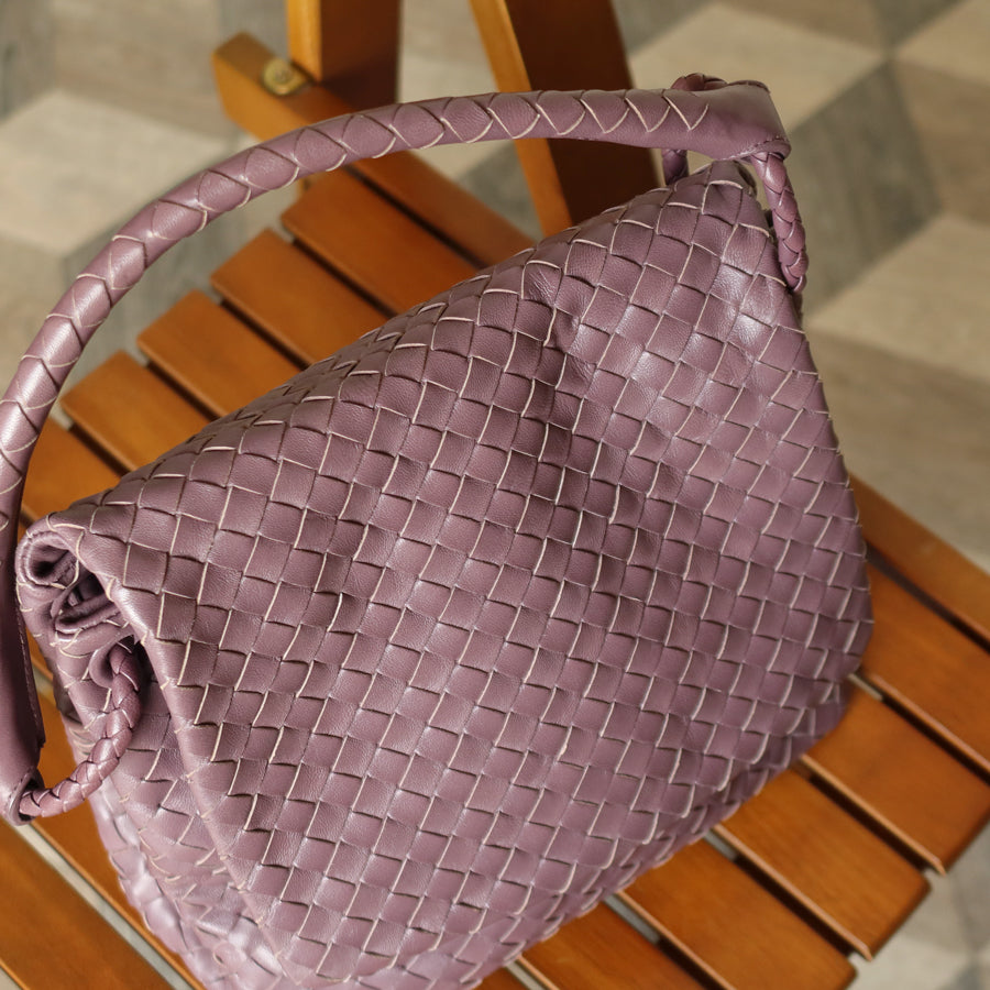 Bottega Veneta Vintage Lilac purple Intrecciato Ring Hobo Shoulder Flap Bag