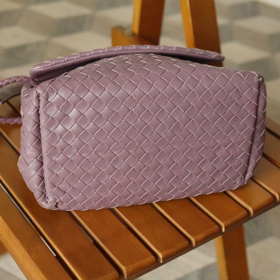 Bottega Veneta Vintage Lilac purple Intrecciato Ring Hobo Shoulder Flap Bag