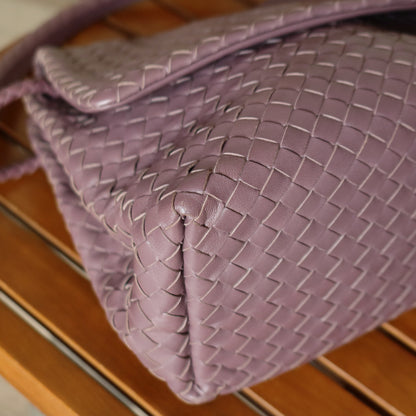 Bottega Veneta Vintage Lilac purple Intrecciato Ring Hobo Shoulder Flap Bag