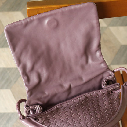 Bottega Veneta Vintage Lilac purple Intrecciato Ring Hobo Shoulder Flap Bag