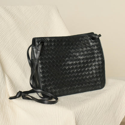 Bottega Veneta Vintage Black Leather Intrecciato Weave 3way Shoulder Bag M