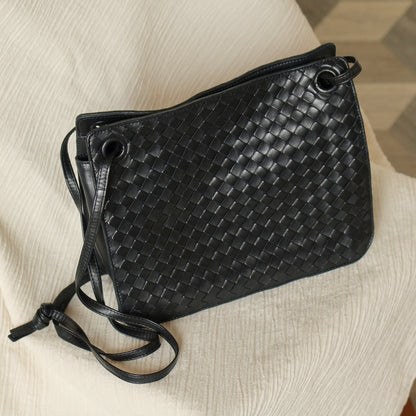 Bottega Veneta Vintage Black Leather Intrecciato Weave 3way Shoulder Bag M