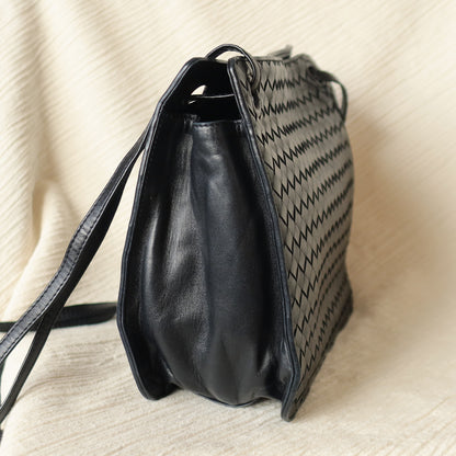 Bottega Veneta Vintage Black Leather Intrecciato Weave 3way Shoulder Bag M