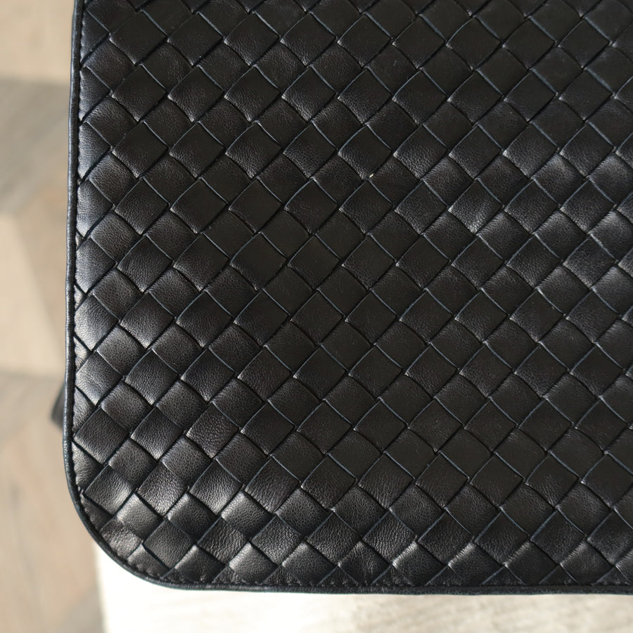 Bottega Veneta Vintage Black Leather Intrecciato Weave 3way Shoulder Bag M