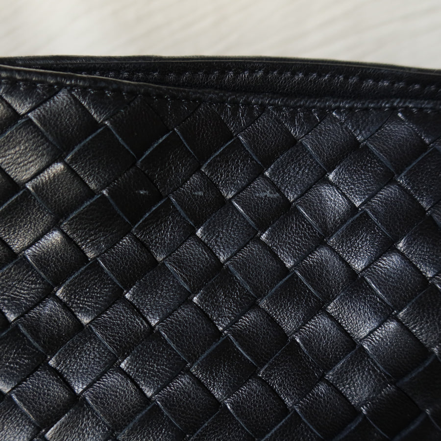 Bottega Veneta Vintage Black Leather Intrecciato Weave 3way Shoulder Bag M