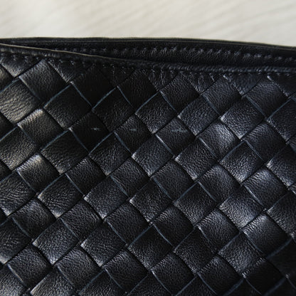 Bottega Veneta Vintage Black Leather Intrecciato Weave 3way Shoulder Bag M
