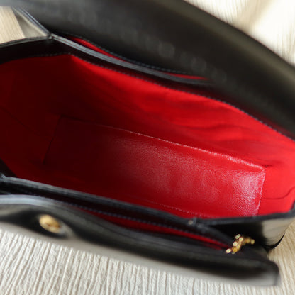 Gucci Vintage Black Calf Leather Gold Horsebit hardware 2way Bag