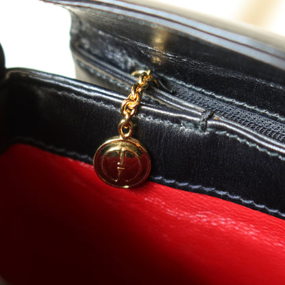 Gucci Vintage Black Calf Leather Gold Horsebit hardware 2way Bag