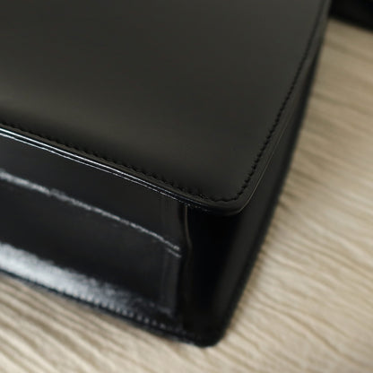 Christian Dior Vintage Black Calfskin CD Gold Ring Kiss lock 2way Shoulder Bag